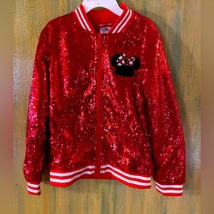 Minnie Mouse Disney Sparkly Sequins Girls Varsity Jacket Size 5/6
